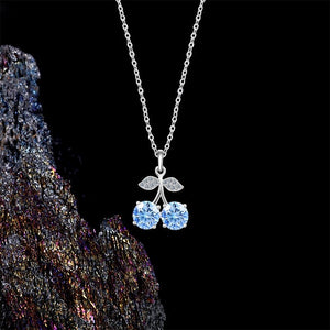 Dainty Moissanite Cherry Fruit Charm Necklace - Perimade & Co.