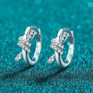 Dainty Moissanite Ribbon Knot Hoop Earrings - Perimade & Co.