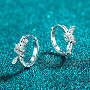 Dainty Moissanite Ribbon Knot Hoop Earrings - Perimade & Co.