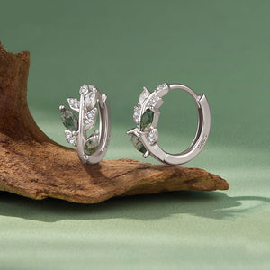Dainty Moss Agate Leaf Branch Hoop Earrings - Perimade & Co.