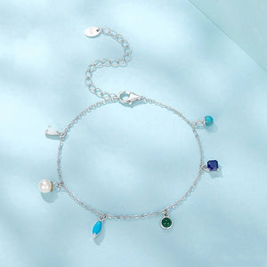 Dainty Multi Gemstone Charm Station Bracelet - Perimade & Co.