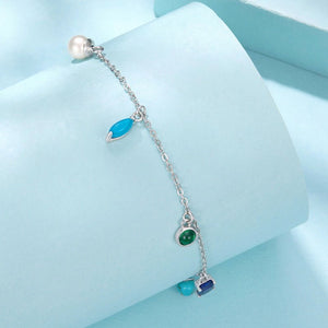 Dainty Multi Gemstone Charm Station Bracelet - Perimade & Co.