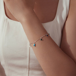 Dainty Multi Gemstone Charm Station Bracelet - Perimade & Co.