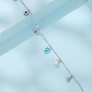 Dainty Multi Gemstone Charm Station Bracelet - Perimade & Co.