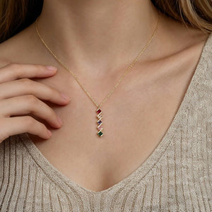 Dainty Multi‑Color Square CZ Charm Necklace - Perimade & Co.