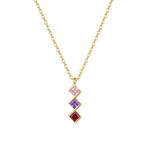 Dainty Multi‑Color Square CZ Charm Necklace - Perimade & Co.