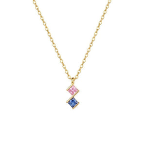 Dainty Multi‑Color Square CZ Charm Necklace - Perimade & Co.