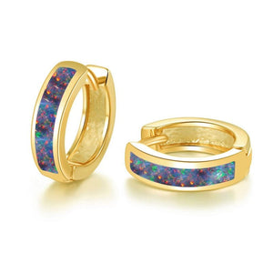 Dainty Opal Channel Set Huggie Hoop Earrings - Perimade & Co.
