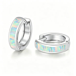 Dainty Opal Channel Set Huggie Hoop Earrings - Perimade & Co.