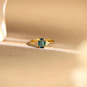 Dainty Oval Blue CZ Cluster Accent Band Ring - Perimade & Co.