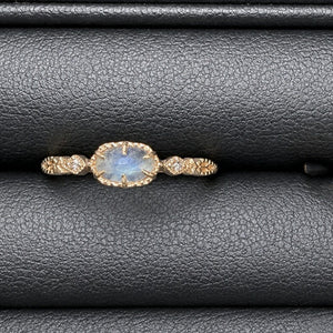 Dainty Oval Blue Moonstone Prong Band Ring - Perimade & Co.