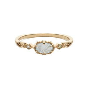Dainty Oval Blue Moonstone Prong Band Ring - Perimade & Co.
