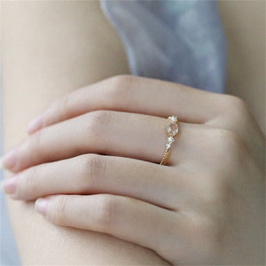 Dainty Oval Crystal Pearl Stacking Ring - Perimade & Co.