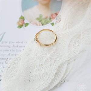Dainty Oval Crystal Pearl Stacking Ring - Perimade & Co.