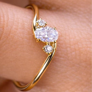 Dainty Oval CZ Gold Stacking Bypass Ring - Perimade & Co.