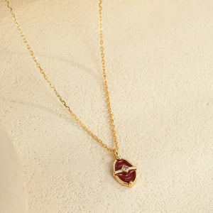 Dainty Oval Enamel Tiny CZ Pendant Necklace - Perimade & Co.