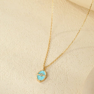 Dainty Oval Enamel Tiny CZ Pendant Necklace - Perimade & Co.
