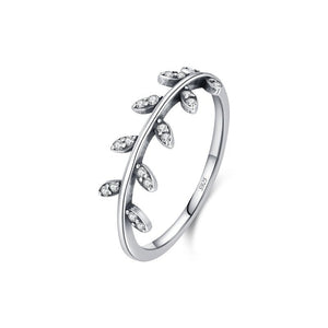 Dainty Pave Crystal Olive Leaf Vine Band Ring - Perimade & Co.