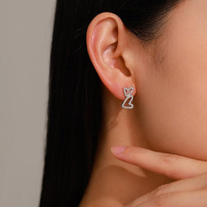Dainty Pave CZ Dual Open Heart Stud Earrings - Perimade & Co.