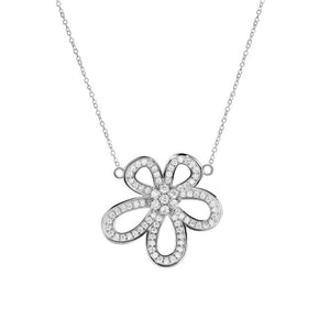 Dainty Pave Openwork Floral Charm Necklace - Perimade & Co.
