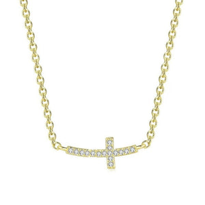 Dainty Pave Sideways Cross Charm Necklace - Perimade & Co.