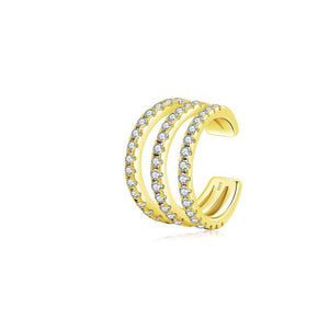 Dainty Pave Triple Split Layer Clip-On Earrings - Perimade & Co.