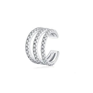 Dainty Pave Triple Split Layer Clip-On Earrings - Perimade & Co.