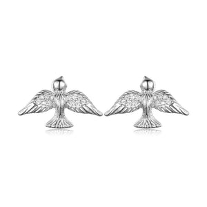 Dainty Peace Dove Pave Wing Stud Earrings - Perimade & Co.