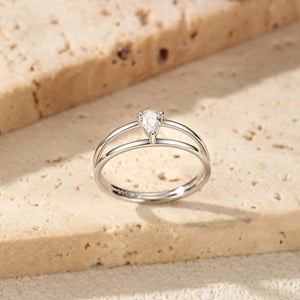 Dainty Pear Cut Moissanite Layered Band Ring - Perimade & Co.