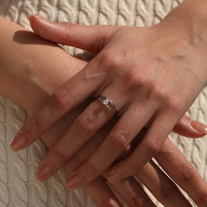 Dainty Pear Cut Moissanite Layered Band Ring - Perimade & Co.