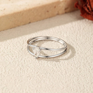 Dainty Pear Cut Moissanite Layered Band Ring - Perimade & Co.