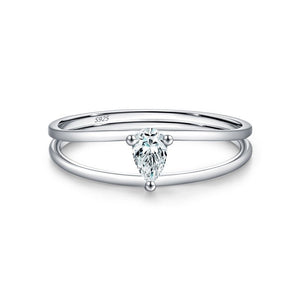 Dainty Pear Cut Moissanite Layered Band Ring - Perimade & Co.