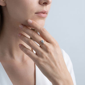 Dainty Pear Topaz Leaf Pearl Crown Open Ring - Perimade & Co.
