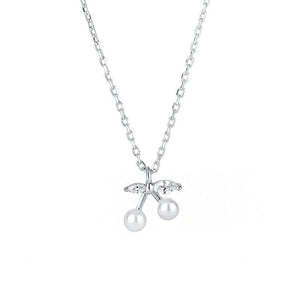 Dainty Pearl Cherry Fruit Charm Necklace - Perimade & Co.