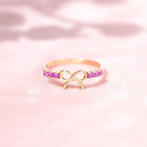 Dainty Pink Bow Tie Stacking Band Ring - Perimade & Co.