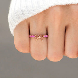Dainty Pink Bow Tie Stacking Band Ring - Perimade & Co.