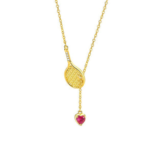 Dainty Pink Heart Tennis Charm Necklace - Perimade & Co.