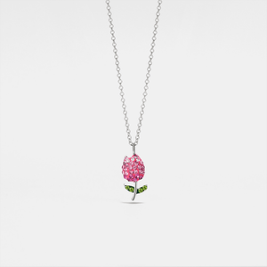 Dainty Pink Tulip Flower Pendant Necklace - Perimade & Co.
