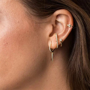 Dainty Punk Spike Drop Huggie Hoop Earrings - Perimade & Co.