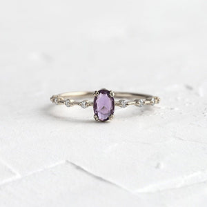 Dainty Purple Oval Stone Stacking Ring - Perimade & Co.