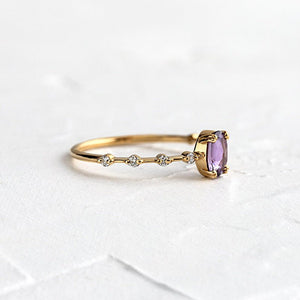 Dainty Purple Oval Stone Stacking Ring - Perimade & Co.