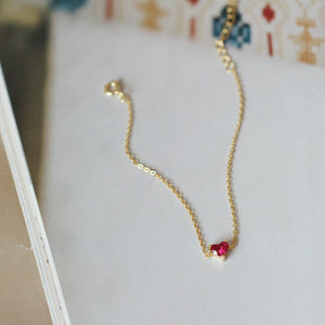 Dainty Red Heart Charm Stacking Bracelet - Perimade & Co.