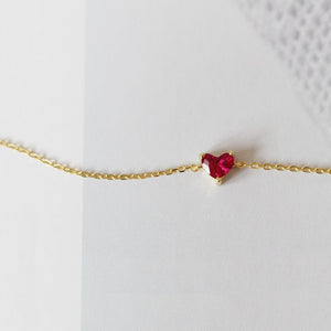 Dainty Red Heart Charm Stacking Bracelet - Perimade & Co.