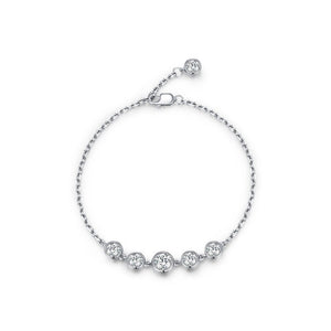 Dainty Round Bezel Moissanite Chain Bracelet - Perimade & Co.