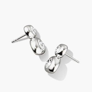 Dainty Round Bezel Moissanite Stud Earrings - Perimade & Co.