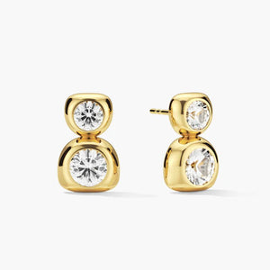 Dainty Round Bezel Moissanite Stud Earrings - Perimade & Co.