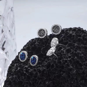 Dainty Round Crushed CZ Halo Stud Earrings - Perimade & Co.