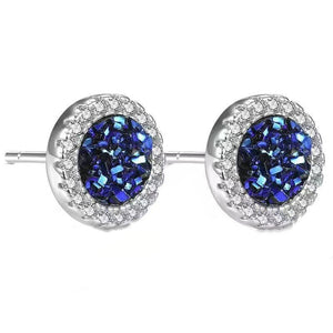Dainty Round Crushed CZ Halo Stud Earrings - Perimade & Co.