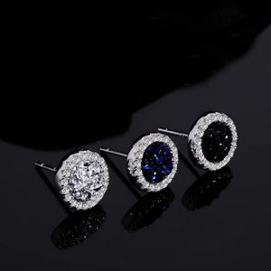 Dainty Round Crushed CZ Halo Stud Earrings - Perimade & Co.