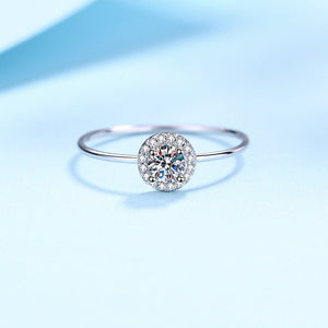 Dainty Round Moissanite Halo Thin Band Ring - Perimade & Co.